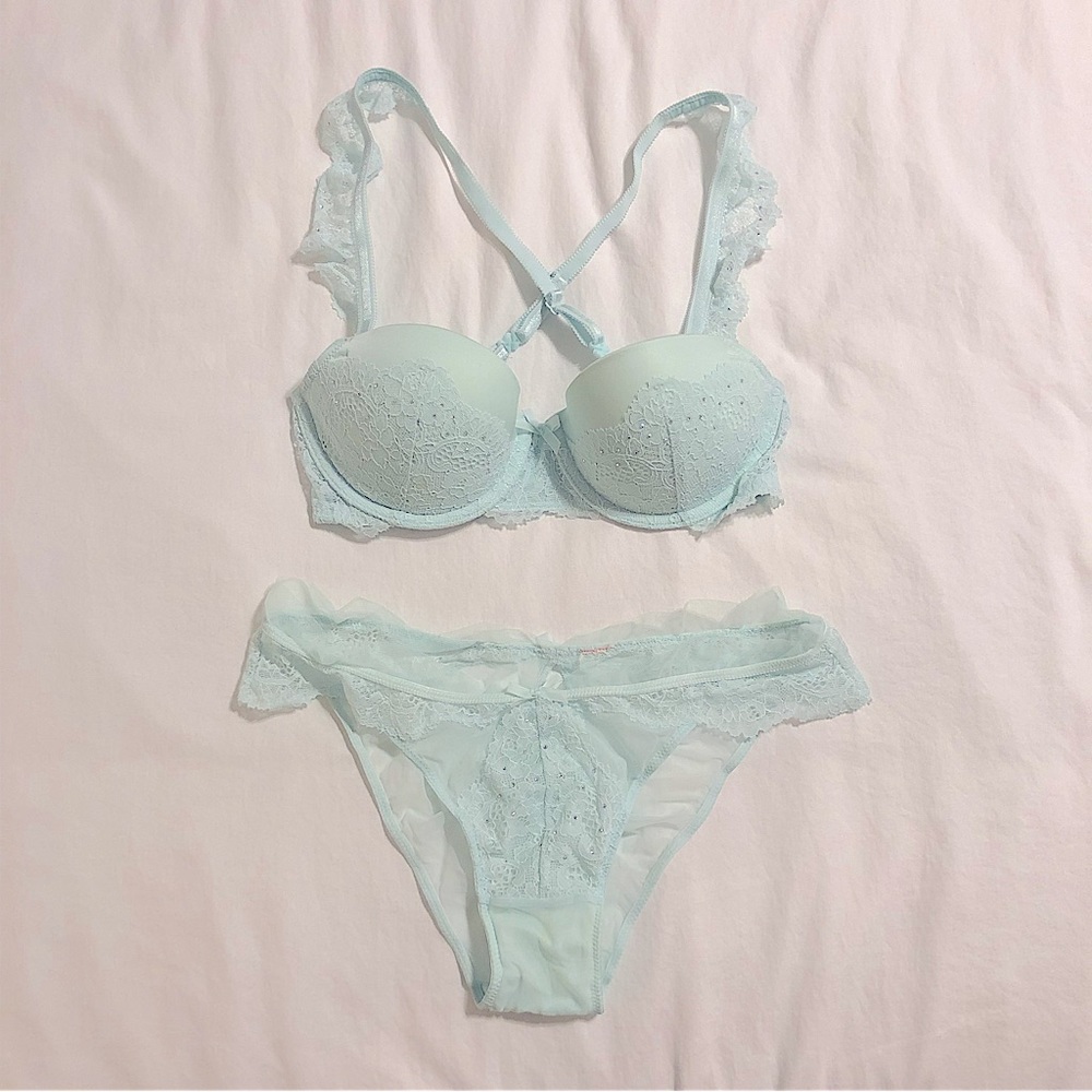 Victoria Secret Light Blue Lingerie Set